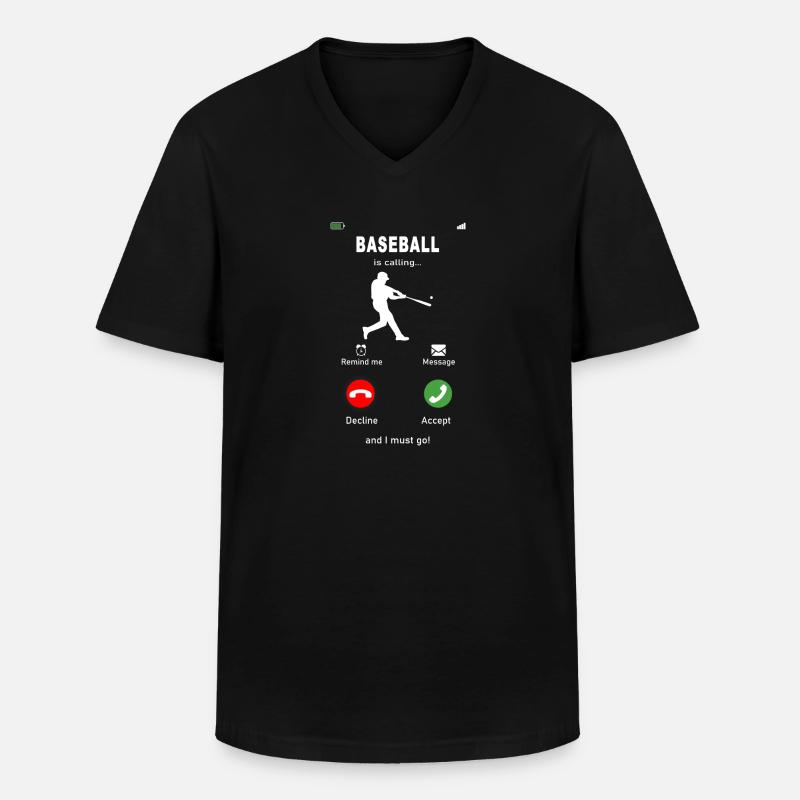 Baseball is calling - Männer-T-Shirt mit V-Ausschnitt - Schwarz