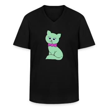 Kitty - Men's V-Neck T-Shirt - black - Front - AI Model Male 178 dark (178cm)