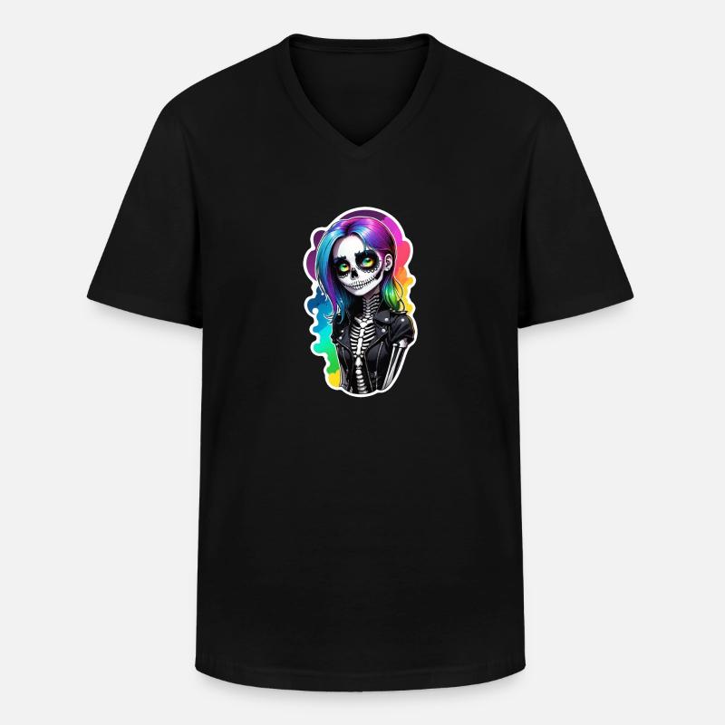 Halloween - Rock & Regenbogen - Männer-T-Shirt mit V-Ausschnitt - Schwarz