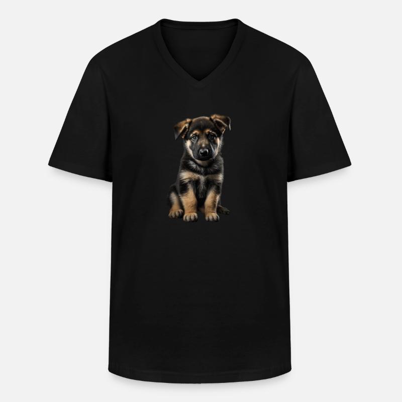 Deutscher Schäferhund Welpe - Männer-T-Shirt mit V-Ausschnitt - Schwarz