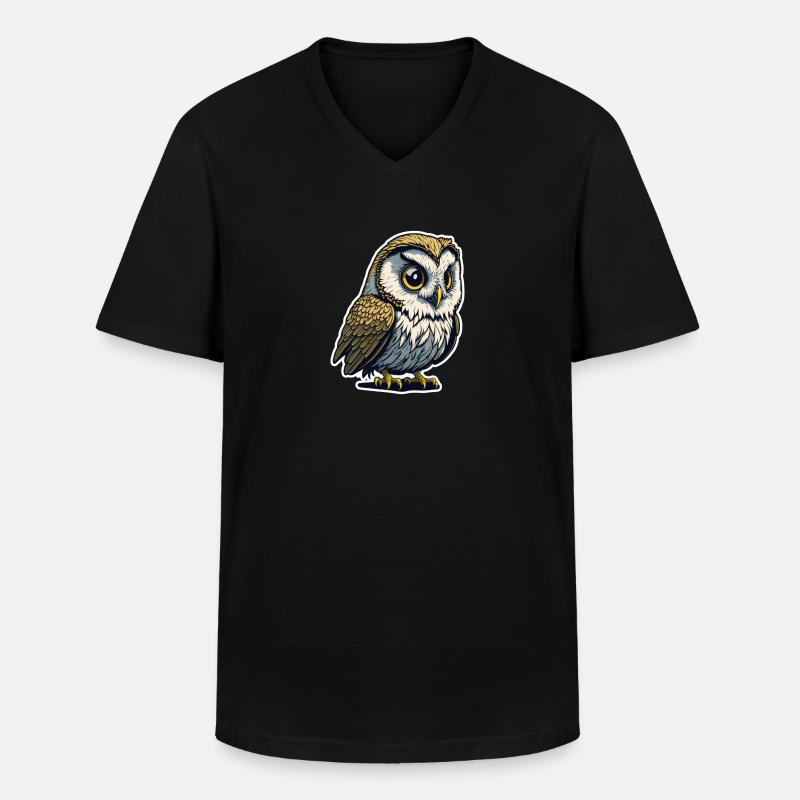 Eule 2 - Männer-T-Shirt mit V-Ausschnitt - Schwarz