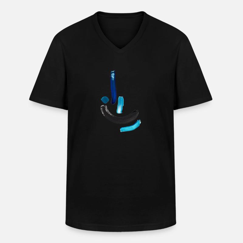 Blue Tee - Männer-T-Shirt mit V-Ausschnitt - Schwarz