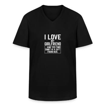 Valentines's Day Gifts For Him Boyfriend I love my - Männer-T-Shirt mit V-Ausschnitt - Schwarz - Vorne - AI Model Male 178 dark (178cm)