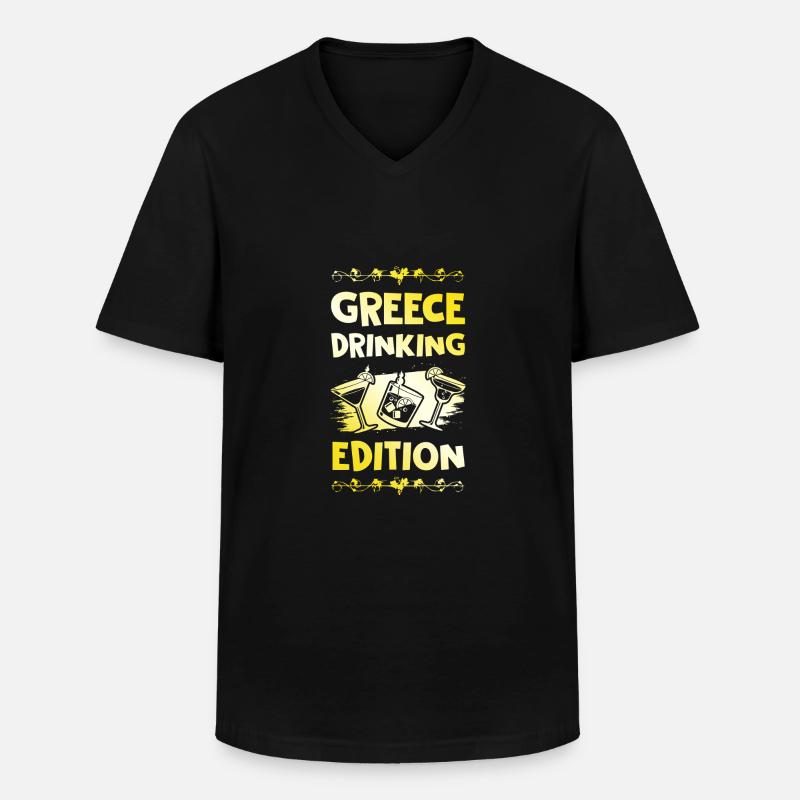 Greece Drinking Spruch - Männer-T-Shirt mit V-Ausschnitt - Schwarz