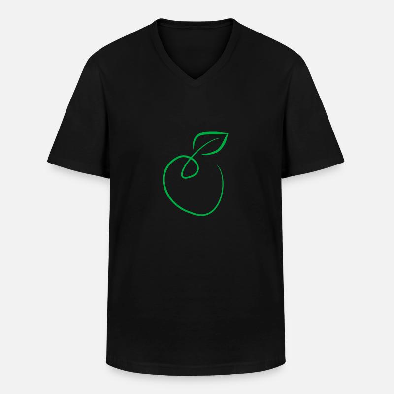 Apfel - Männer-T-Shirt mit V-Ausschnitt - Schwarz