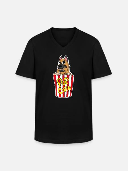 Popcorn kino hundefilmer film filmkveld - Klassisk T-skjorte med V-hals for menn - svart