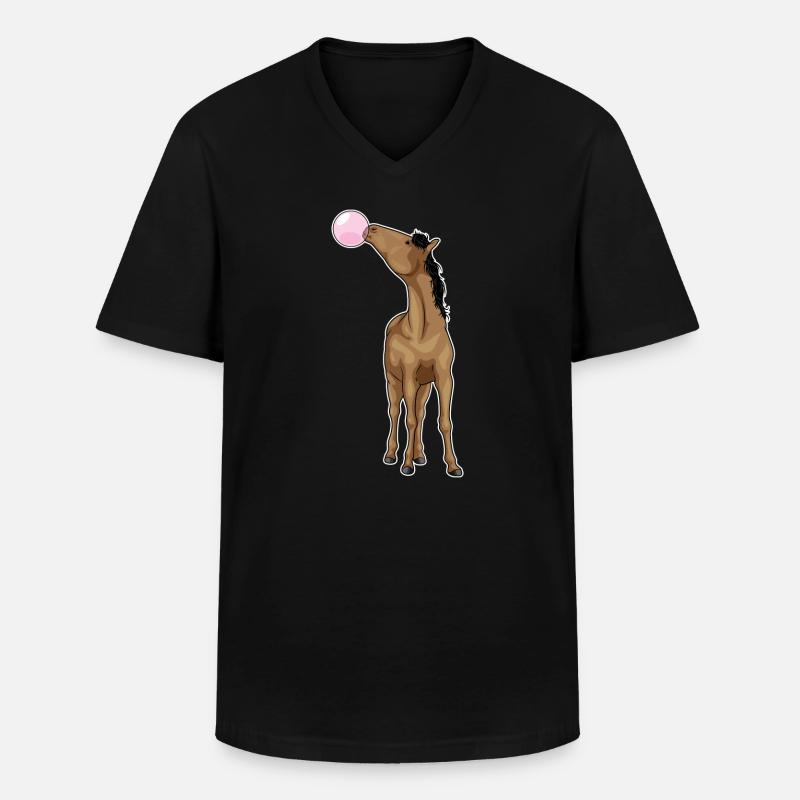 Pferd Kaugummi - Männer-T-Shirt mit V-Ausschnitt - Schwarz