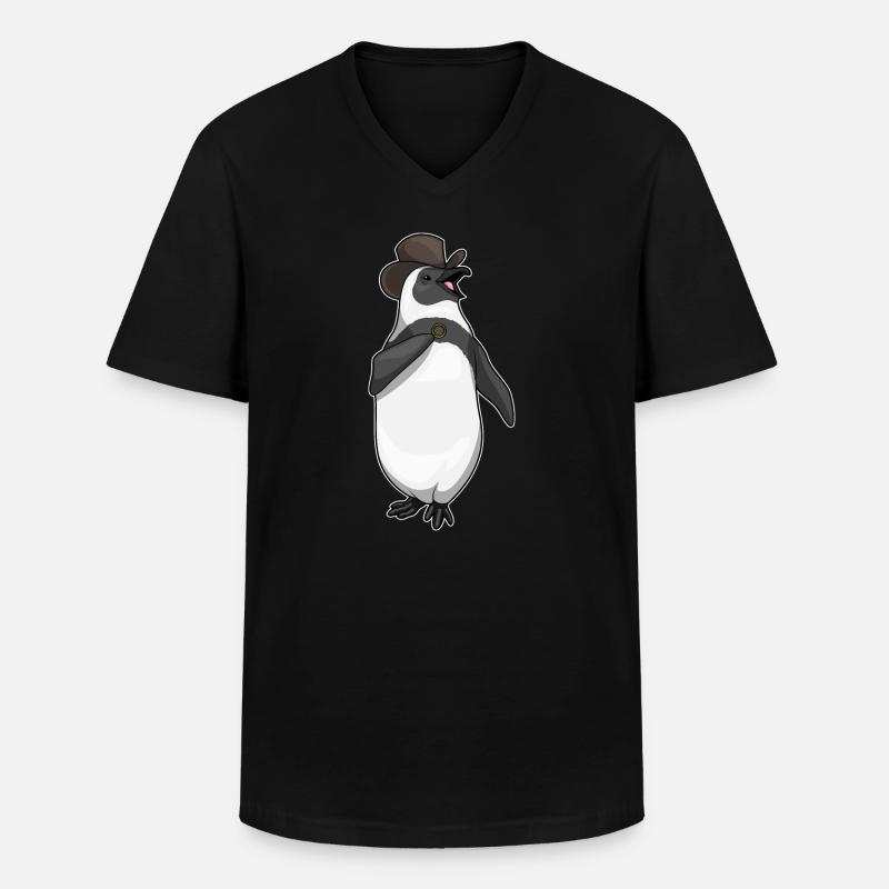 Pinguin Bräutigam Ehering Hochzeit - Männer-T-Shirt mit V-Ausschnitt - Schwarz