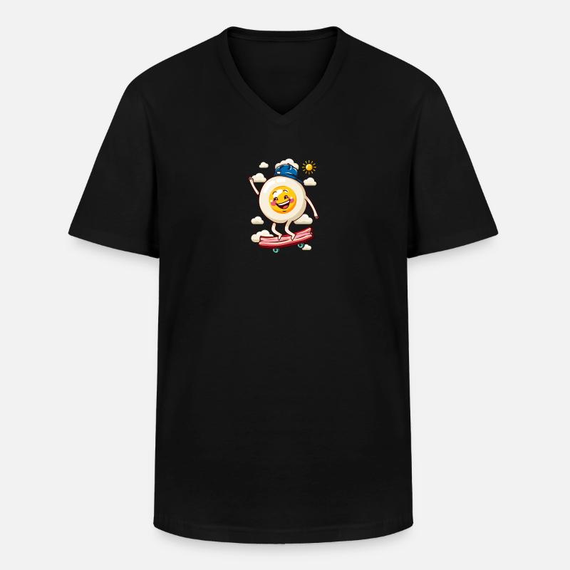 Flaches Ei Skateboard - Männer-T-Shirt mit V-Ausschnitt - Schwarz