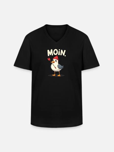 Darts Dart Moin Seagull with Dart - Men's V-Neck T-Shirt - black