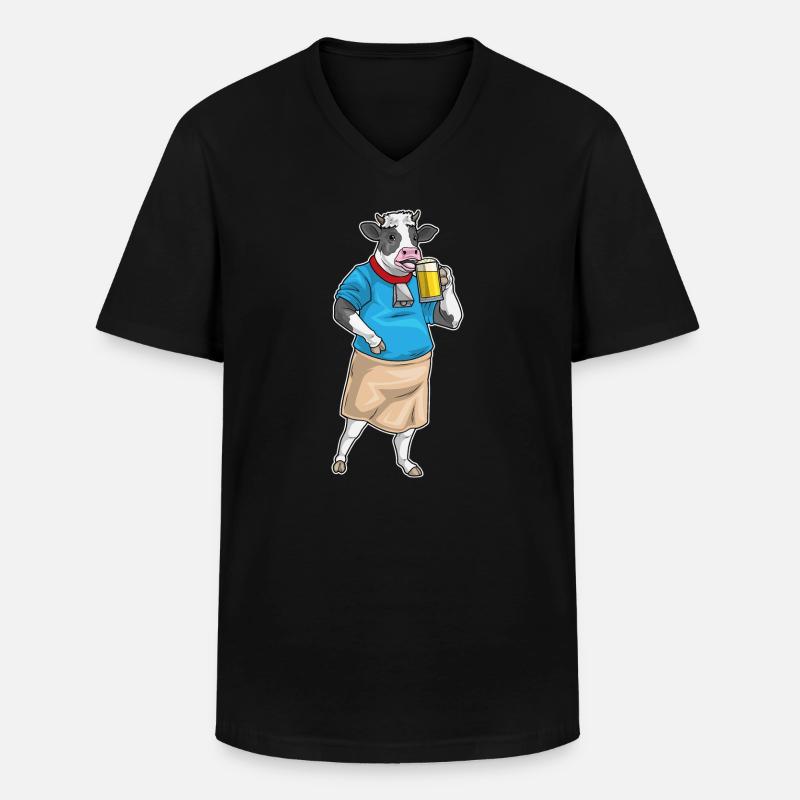 Kuh Bier - Männer-T-Shirt mit V-Ausschnitt - Schwarz