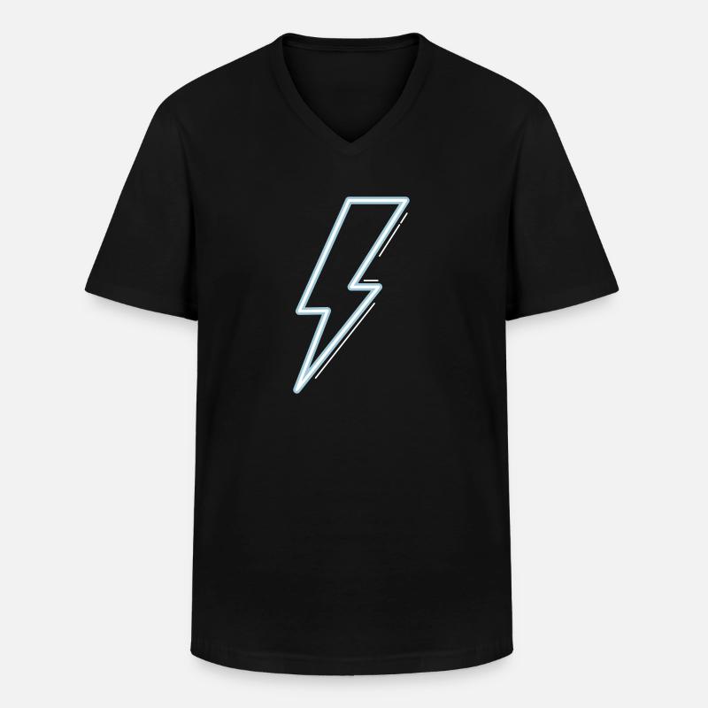 Neon blue flash light - Männer-T-Shirt mit V-Ausschnitt - Schwarz