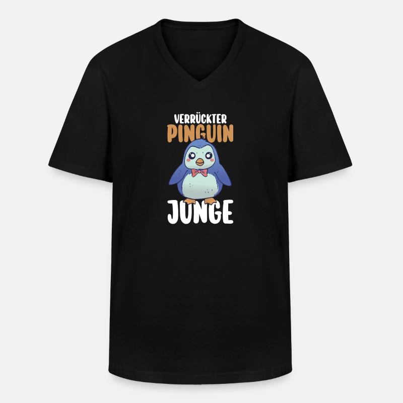 Pinguin - Männer-T-Shirt mit V-Ausschnitt - Schwarz