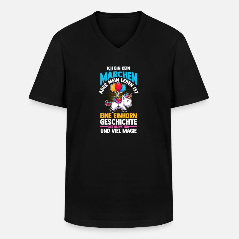 Einhorn - Männer-T-Shirt mit V-Ausschnitt - Schwarz