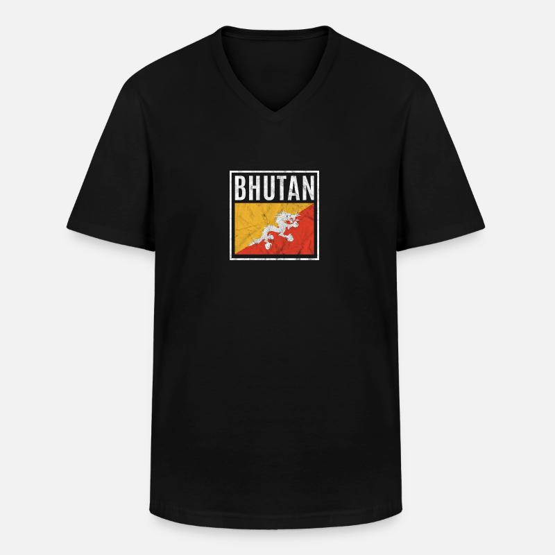 Bhutan - Männer-T-Shirt mit V-Ausschnitt - Schwarz