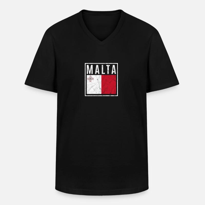 Malta - Männer-T-Shirt mit V-Ausschnitt - Schwarz