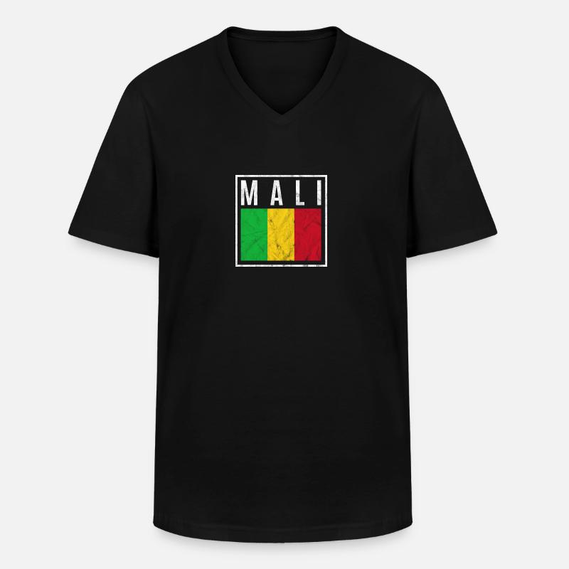 Mali - Männer-T-Shirt mit V-Ausschnitt - Schwarz