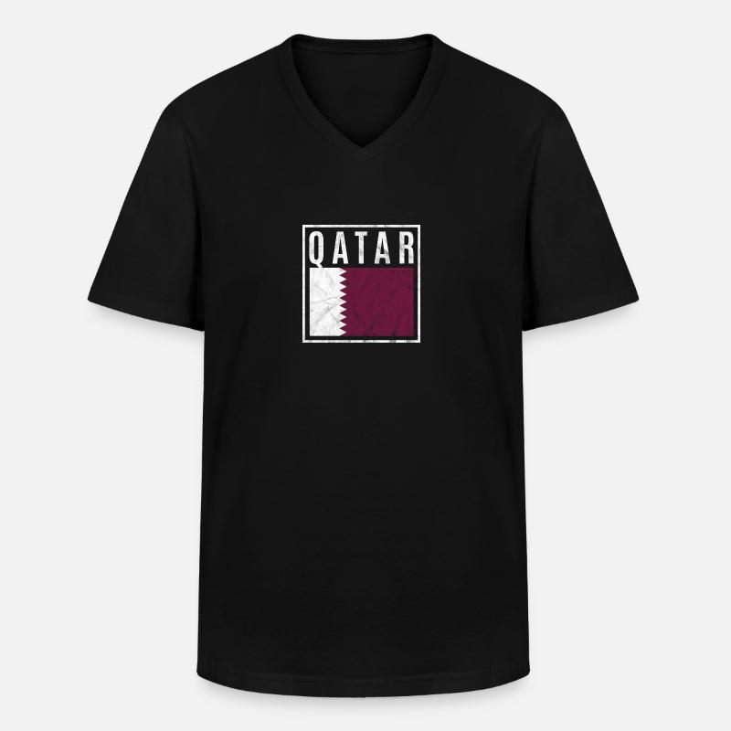 Katar - Männer-T-Shirt mit V-Ausschnitt - Schwarz