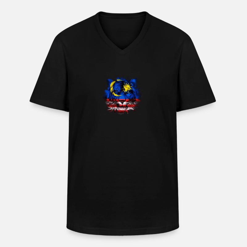 Malaysia - Männer-T-Shirt mit V-Ausschnitt - Schwarz