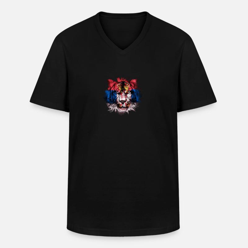 Serbien - Männer-T-Shirt mit V-Ausschnitt - Schwarz