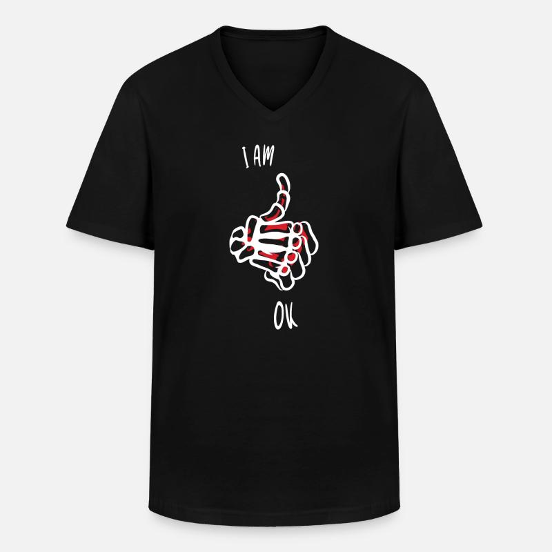 Ich bin Ok - Männer-T-Shirt mit V-Ausschnitt - Schwarz