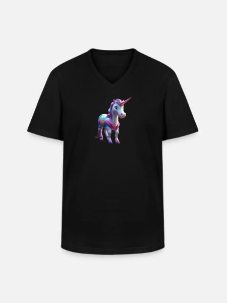 Rainbow Mane Unicorn Tee - Männer-T-Shirt mit V-Ausschnitt - Schwarz