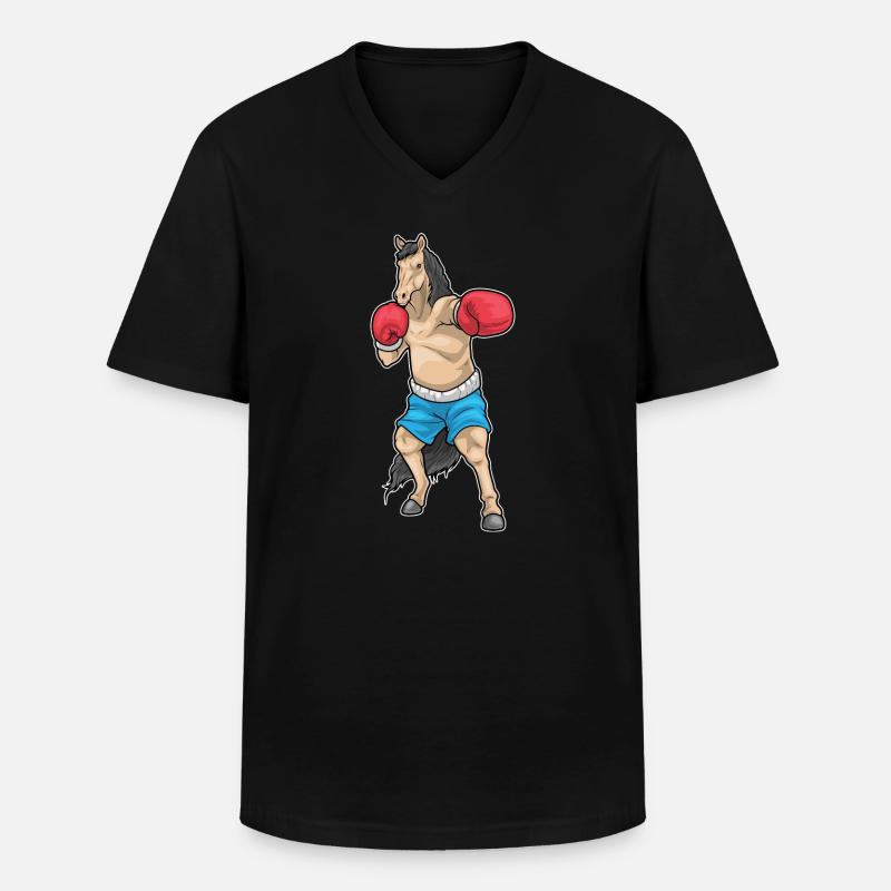 Pferd Boxer Boxhandschuhe Boxen - Männer-T-Shirt mit V-Ausschnitt - Schwarz