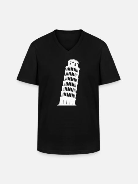 Pisa Tower Silhouette Monochrome - Men's V-Neck T-Shirt - black