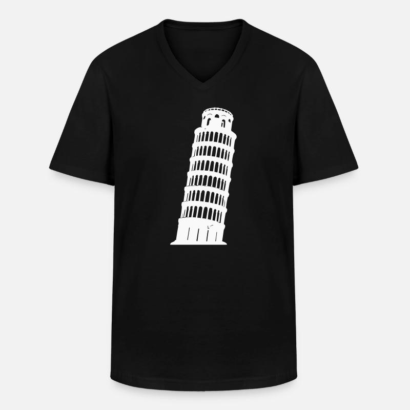 Pisa Turm Silhouette Monochrom - Männer-T-Shirt mit V-Ausschnitt - Schwarz