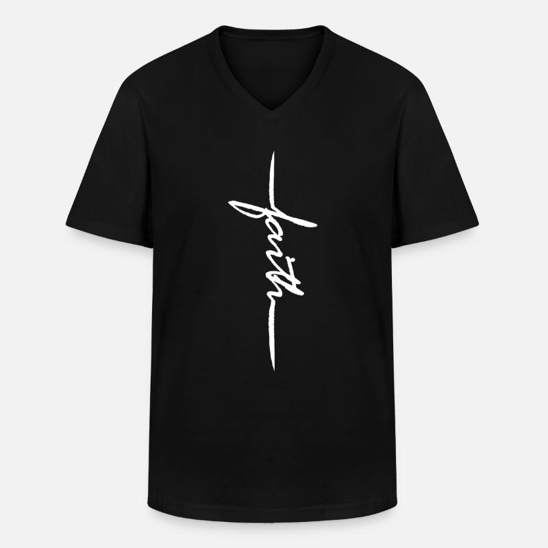 Faith - Männer-T-Shirt mit V-Ausschnitt - Schwarz
