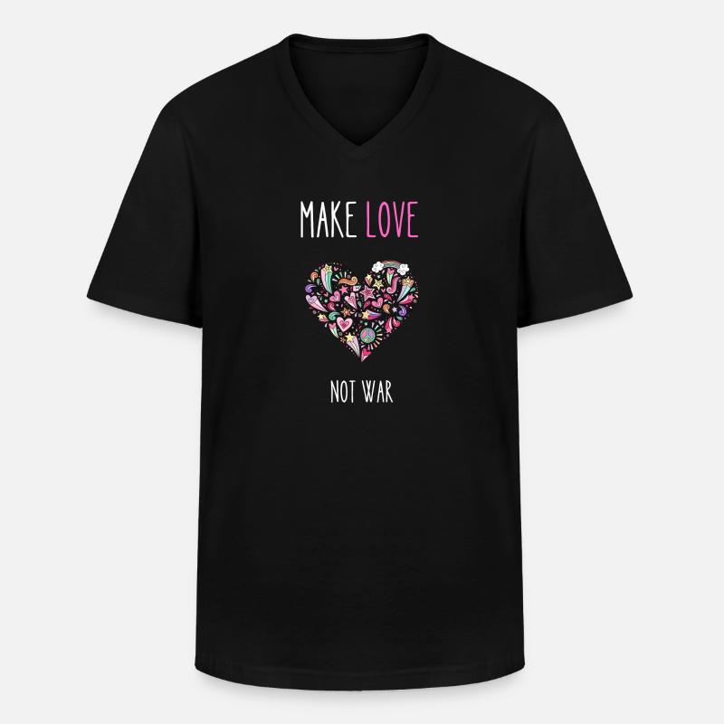Make Love statt Krieg - Männer-T-Shirt mit V-Ausschnitt - Schwarz