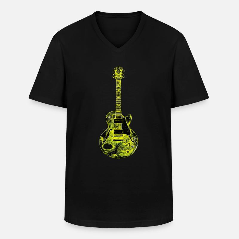 Gitarre - Männer-T-Shirt mit V-Ausschnitt - Schwarz
