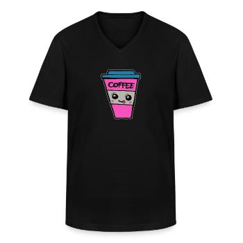 tasse de café - T-shirt col V Homme - noir - Devant - AI Model Male 178 dark (178cm)