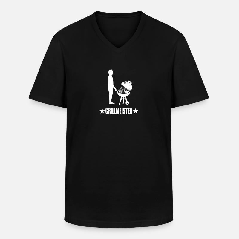BBQ - Männer-T-Shirt mit V-Ausschnitt - Schwarz