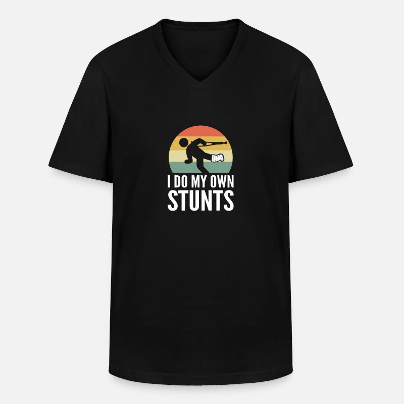 Gebrochenes Bein - Männer-T-Shirt mit V-Ausschnitt - Schwarz