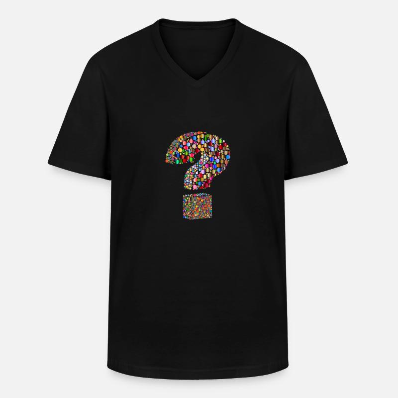 Regenbogenfarbenes Fragezeichen - Männer-T-Shirt mit V-Ausschnitt - Schwarz