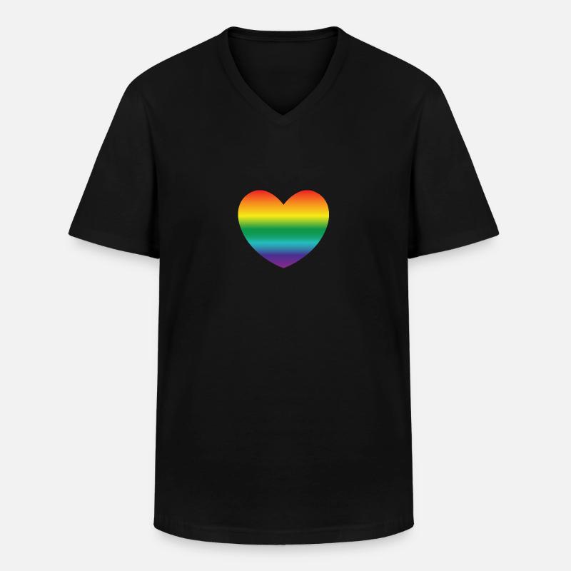 Herz in Regenbogenfarben - Männer-T-Shirt mit V-Ausschnitt - Schwarz