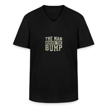 Mannen bakom pump / förväntans Fadern - T-shirt med V-ringning herr - svart - Fram - AI Model Male 178 dark (178cm)