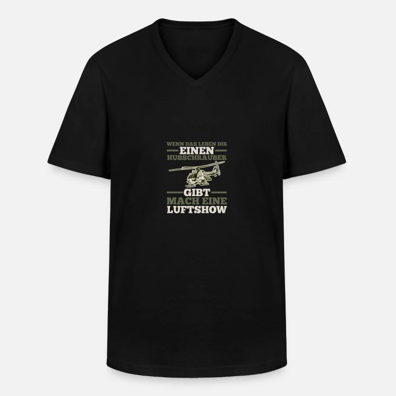Pilot Helikopter Hubschrauber - Männer-T-Shirt mit V-Ausschnitt - Schwarz