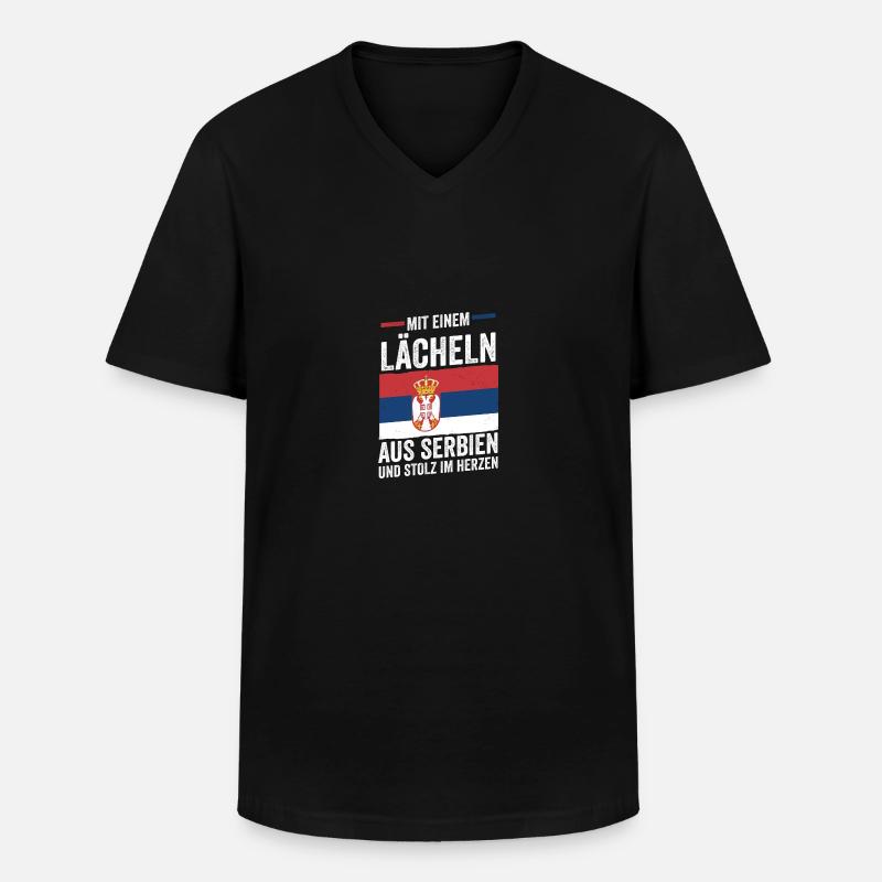 Serbe Serbe Serbie - T-shirt col V Homme - noir