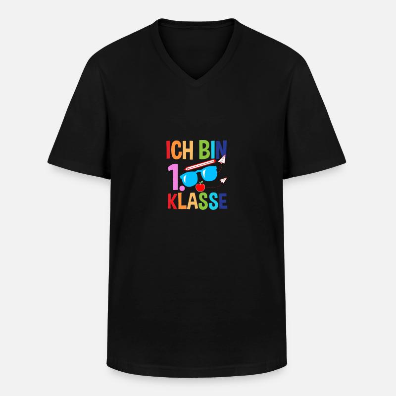 Erste Klasse Schulkind Schulbeginn Einschulung - Männer-T-Shirt mit V-Ausschnitt - Schwarz