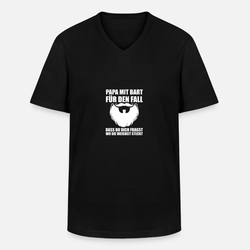 Papa Mit Bart - Männer-T-Shirt mit V-Ausschnitt - Schwarz