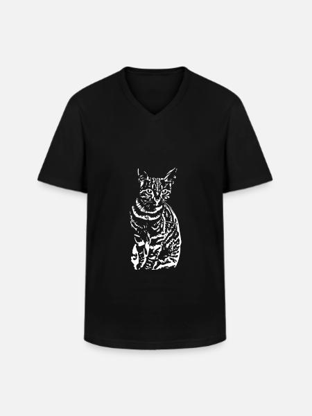Cat ,Kitten white - Men's V-Neck T-Shirt - black