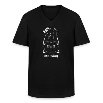 Nope. Not Today - Katze mit Mittelfinger - Männer-T-Shirt mit V-Ausschnitt - Schwarz - Vorne - AI Model Male 178 dark (178cm)