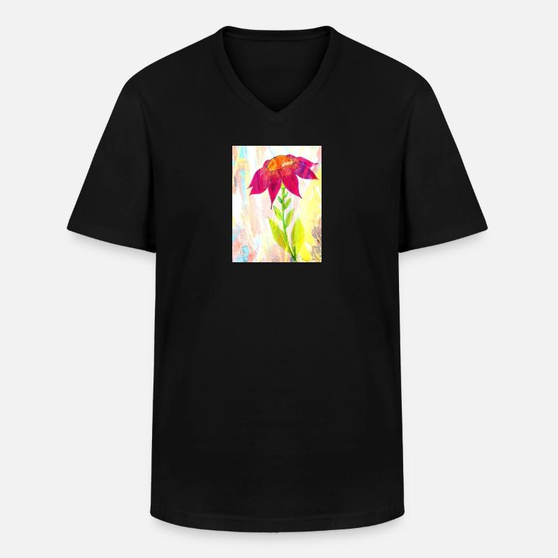 Eine Blume - Männer-T-Shirt mit V-Ausschnitt - Schwarz
