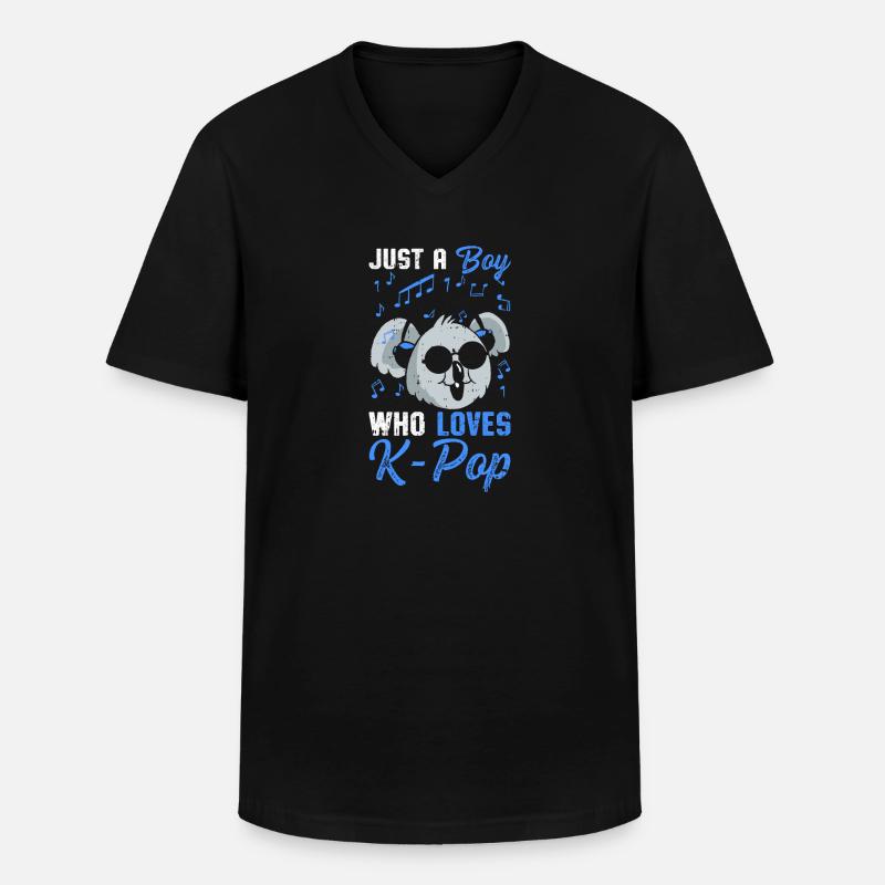 K-Pop - Männer-T-Shirt mit V-Ausschnitt - Schwarz