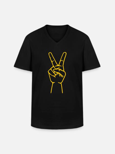Peace Peacezeichen hand - Männer-T-Shirt mit V-Ausschnitt - Schwarz