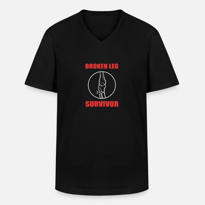 Gebrochenes Bein - Männer-T-Shirt mit V-Ausschnitt - Schwarz