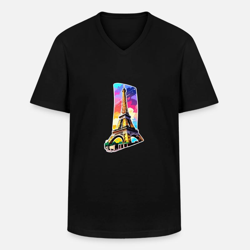 Eiffelturm #6 - Männer-T-Shirt mit V-Ausschnitt - Schwarz