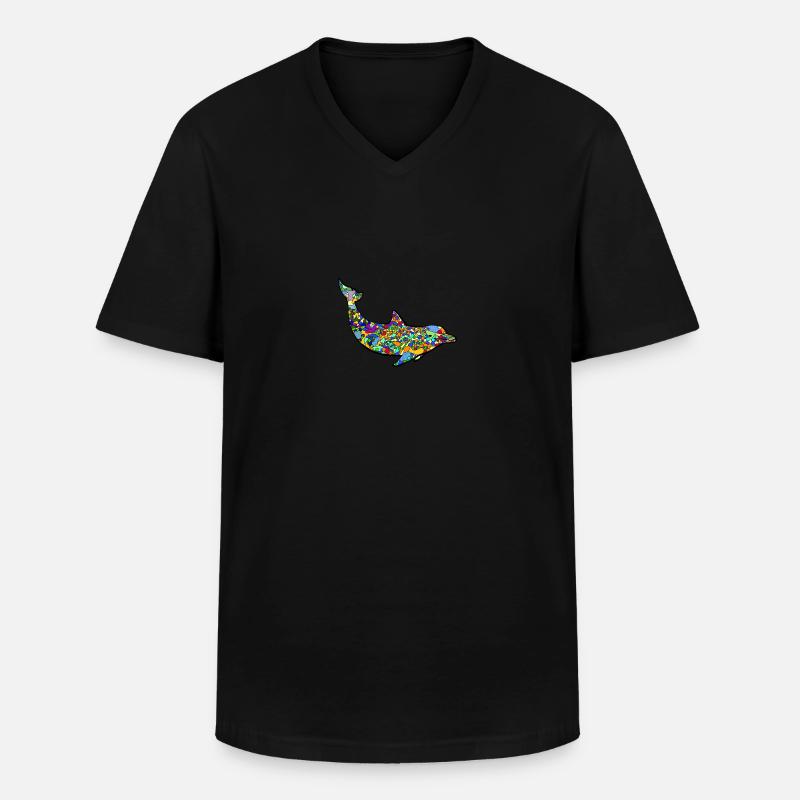 Dolphin - Delfin - Männer-T-Shirt mit V-Ausschnitt - Schwarz